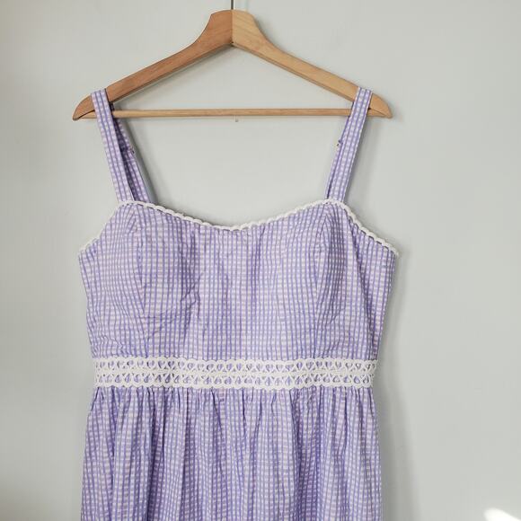 Lilly Pulitzer Olivet Stretch Midi Dress Light Lilac Gingham Style Size 16 NEW - Picture 3 of 14